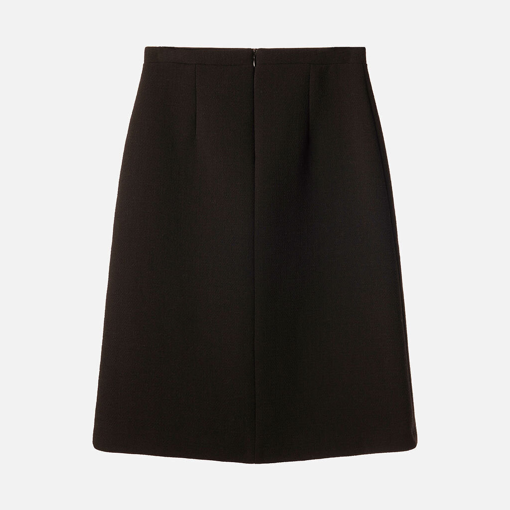 Etro Black Wool Blend Embroidered Pencil Skirt