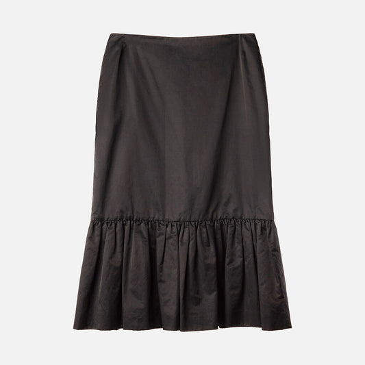 Dries Van Noten Navy Cotton & Poly Midi Skirt