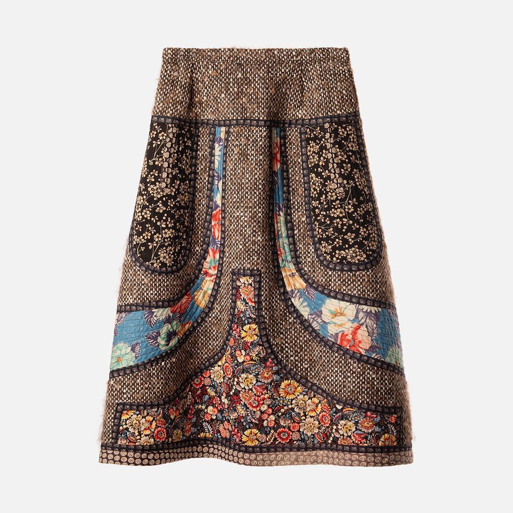 Koos Van Den Akker Multicolor Wool Pattern Jacket & Skirt Set