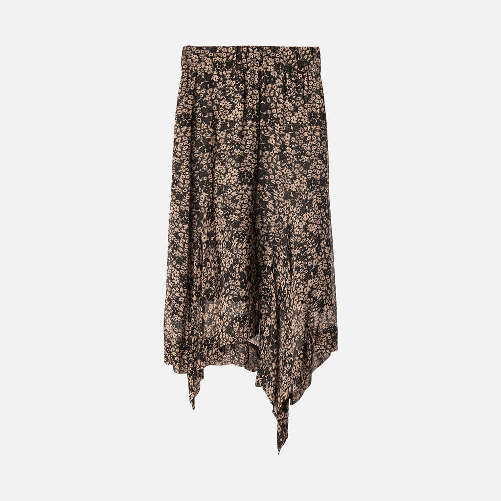 Isabel Marant Etoile Black & Brown Floral Viscose Skirt