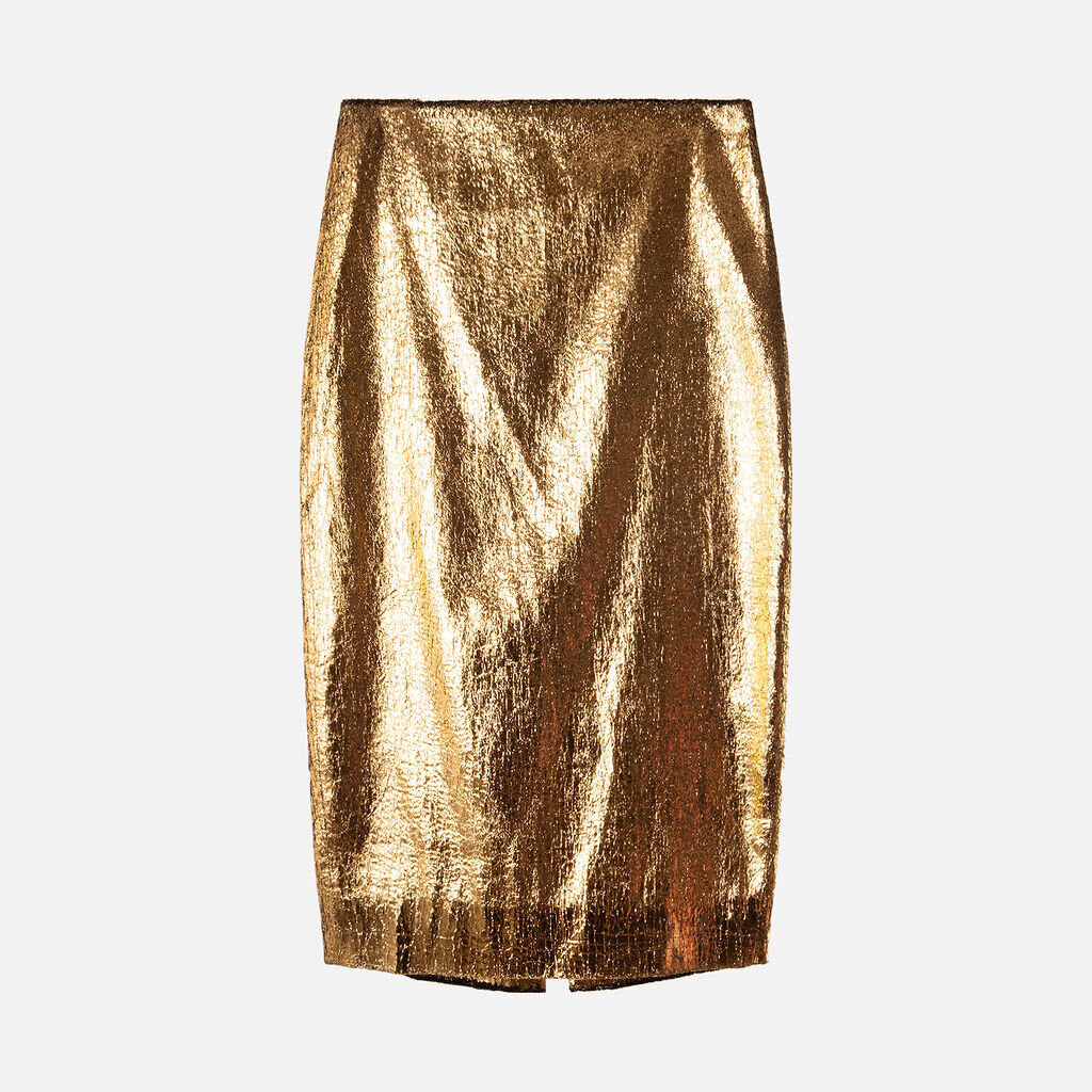 Co Gold Foil Midi Skirt