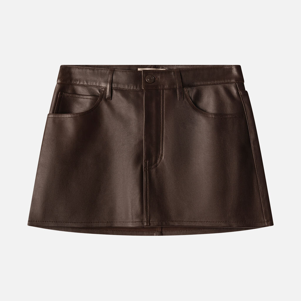 Frame Brown Leather Mini Skirt (NWT $898)