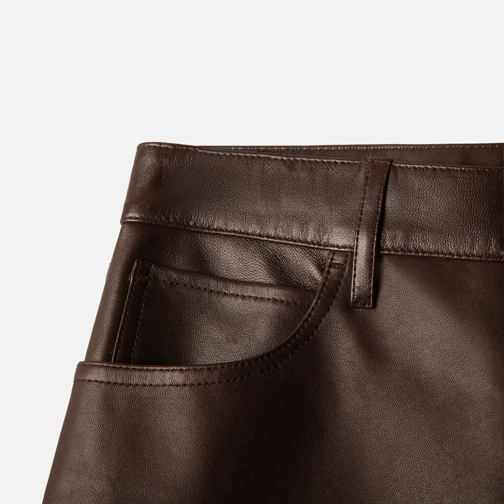Frame Brown Leather Mini Skirt (NWT $898)