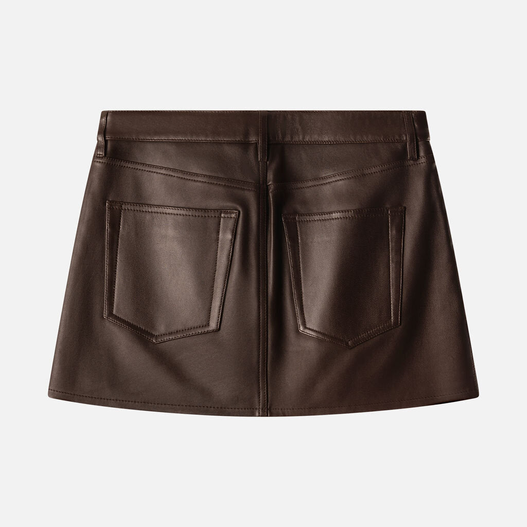 Frame Brown Leather Mini Skirt (NWT $898)