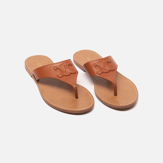 Celine Brown Leather Triomphe Sandal