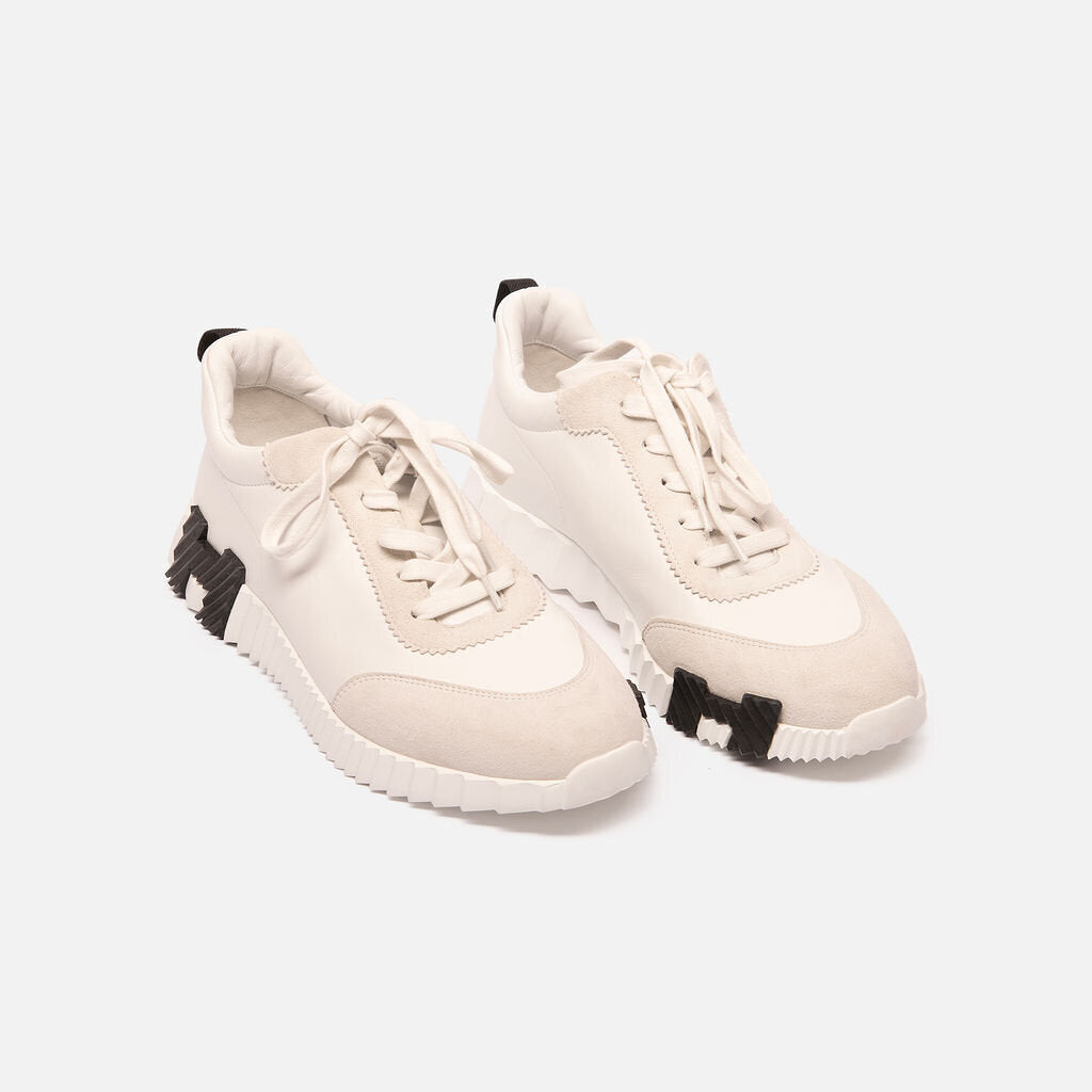 Hermes White & Black Leather Sneakers