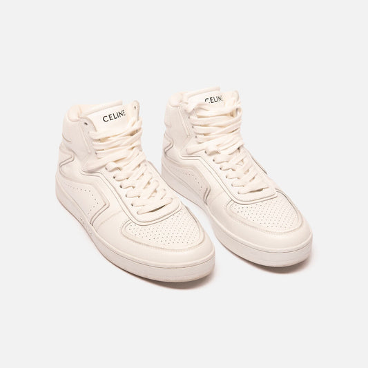 Celine White Leather High Top Sneakers