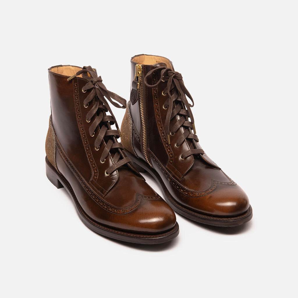 Office of Angela Scott Brown Leather Oxford Gold Beaded Boot