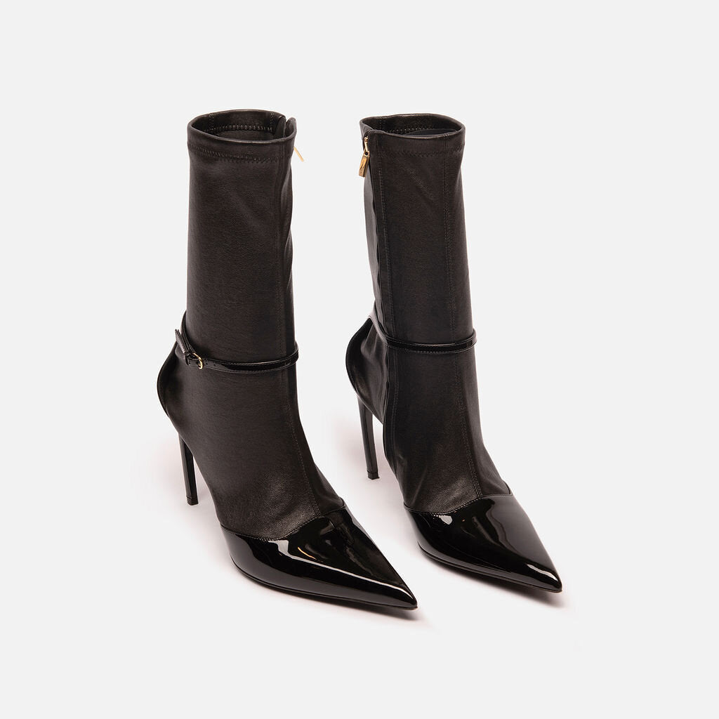 Ferragamo Black Leather Sock Boots