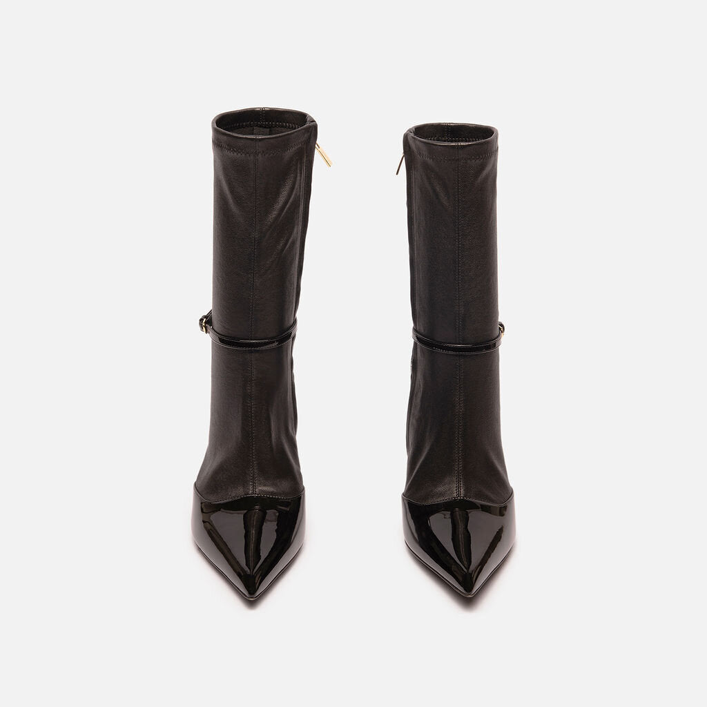 Ferragamo Black Leather Sock Boots