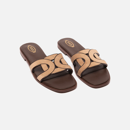 Tod's Brown Suede Flat Sandals