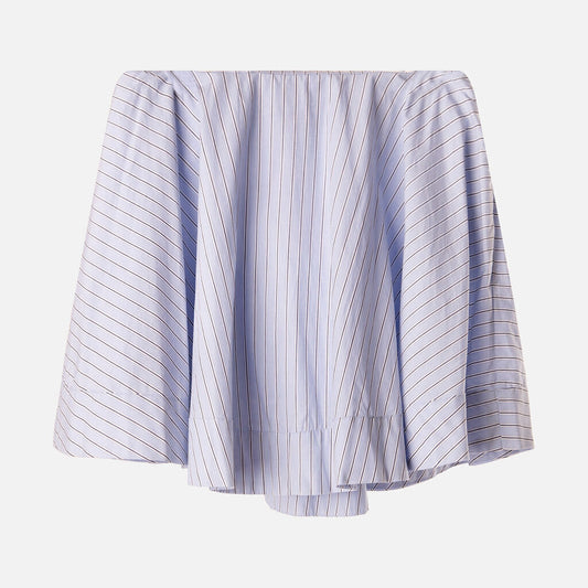 Ganni Blue & White Stripe Cotton Mini Skirt