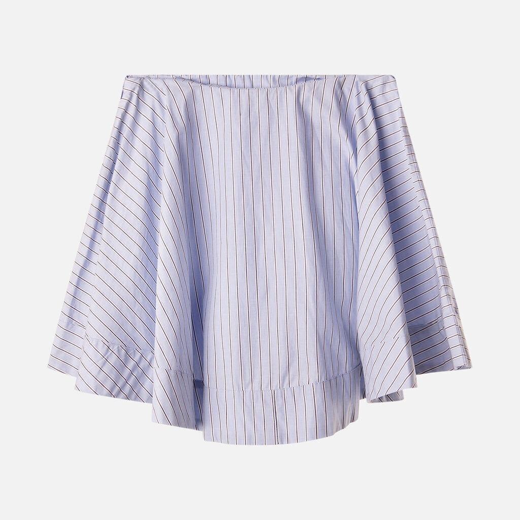 Ganni Blue & White Stripe Cotton Mini Skirt