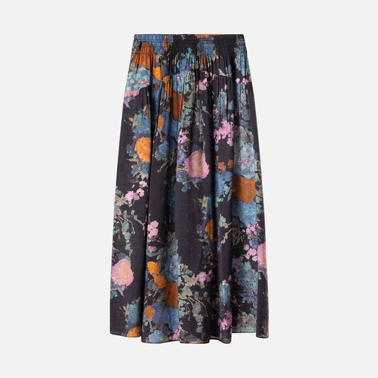 Vince Floral Painted Bouquet Skirt