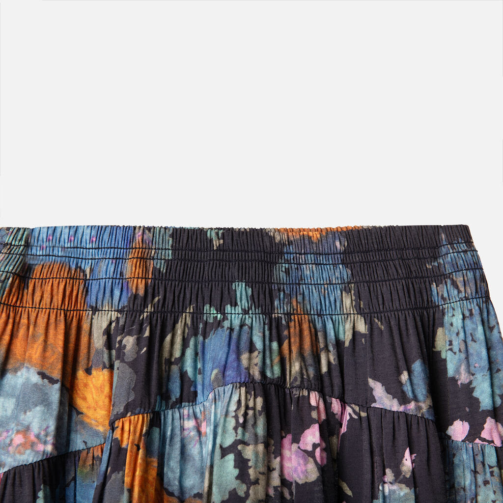 Vince Floral Painted Bouquet Skirt