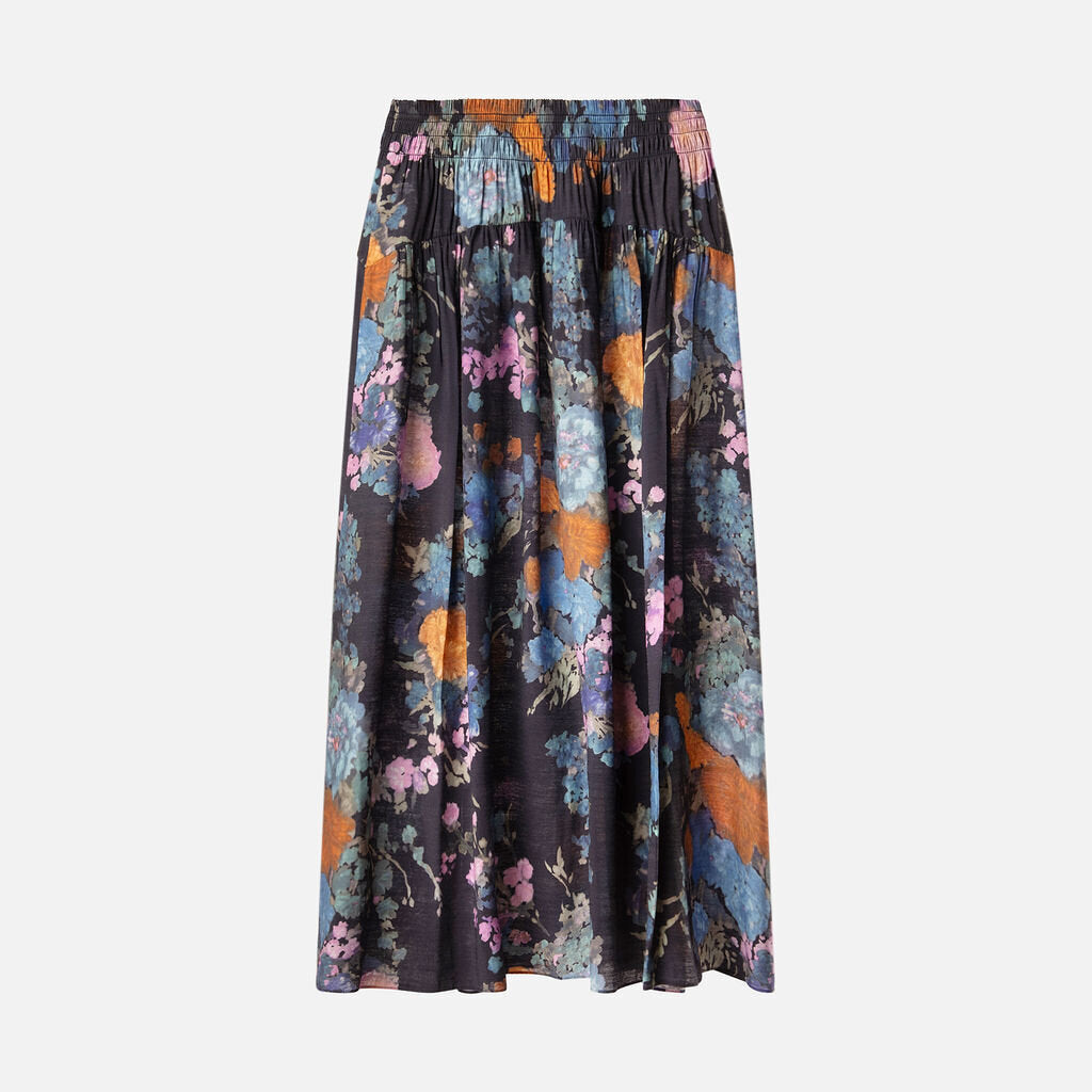 Vince Floral Painted Bouquet Skirt