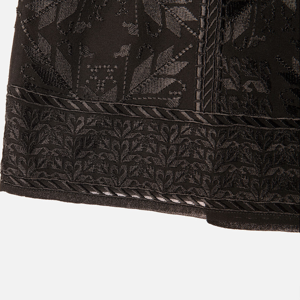 Isabel Marant Black Silk Embroidered Mini Skirt