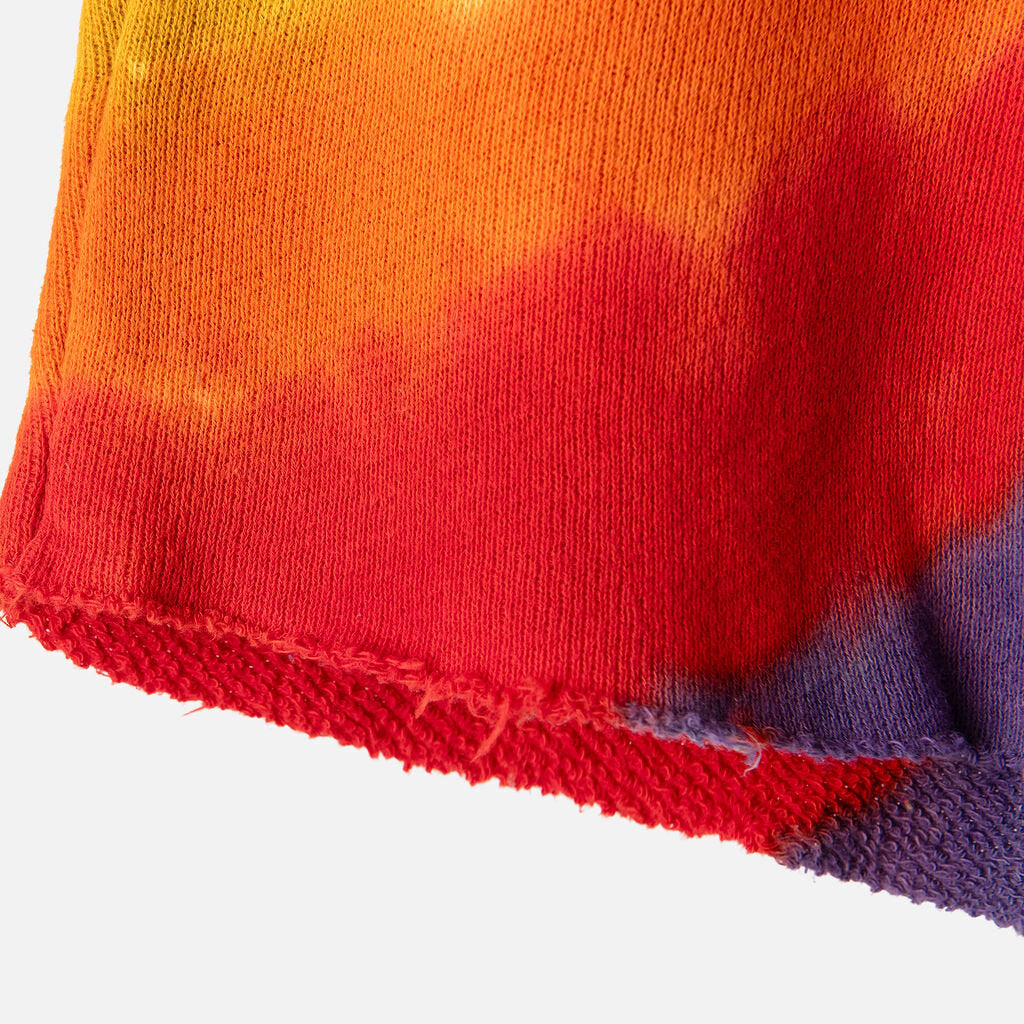 The Elder Statesmen Rainbow Tie Dye Cotton & Cashmere Shorts