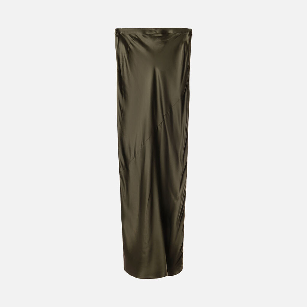 TWP Olive Green Viscose Satin Slip Skirt