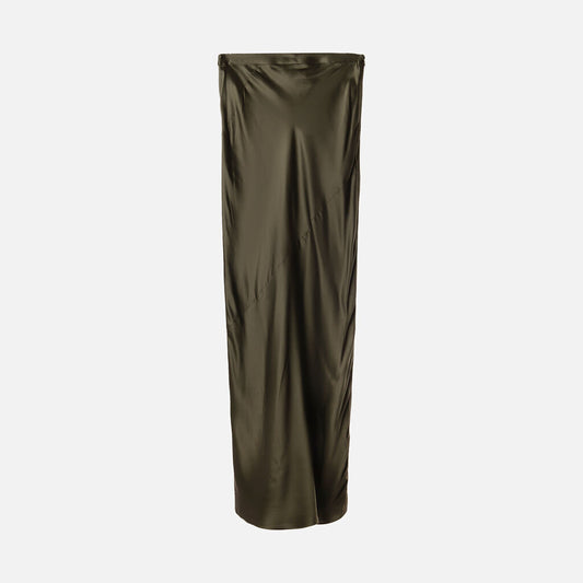 TWP Olive Green Viscose Satin Slip Skirt