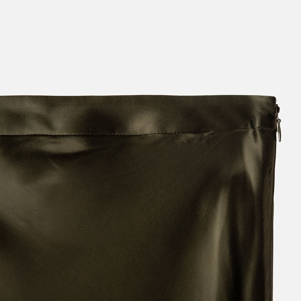 TWP Olive Green Viscose Satin Slip Skirt