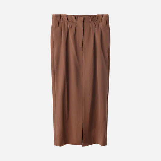 Dries Van Noten Brown Wool Midi Skirt