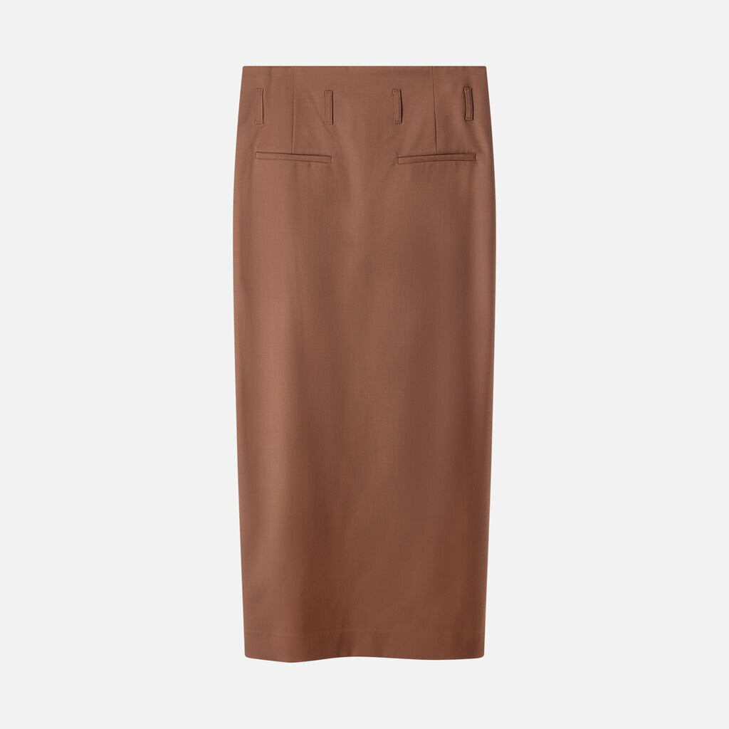 Dries Van Noten Brown Wool Midi Skirt