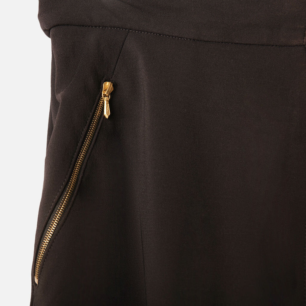 Chanel Boutique Vintage Black Rayon Zipper-Detail Skirt