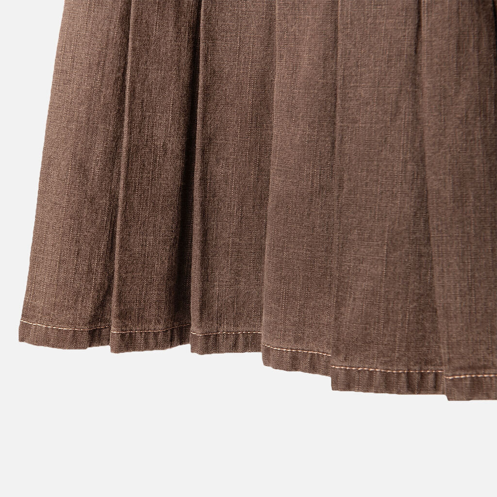Chanel Brown Denim Cotton Elastane Pleated Skirt