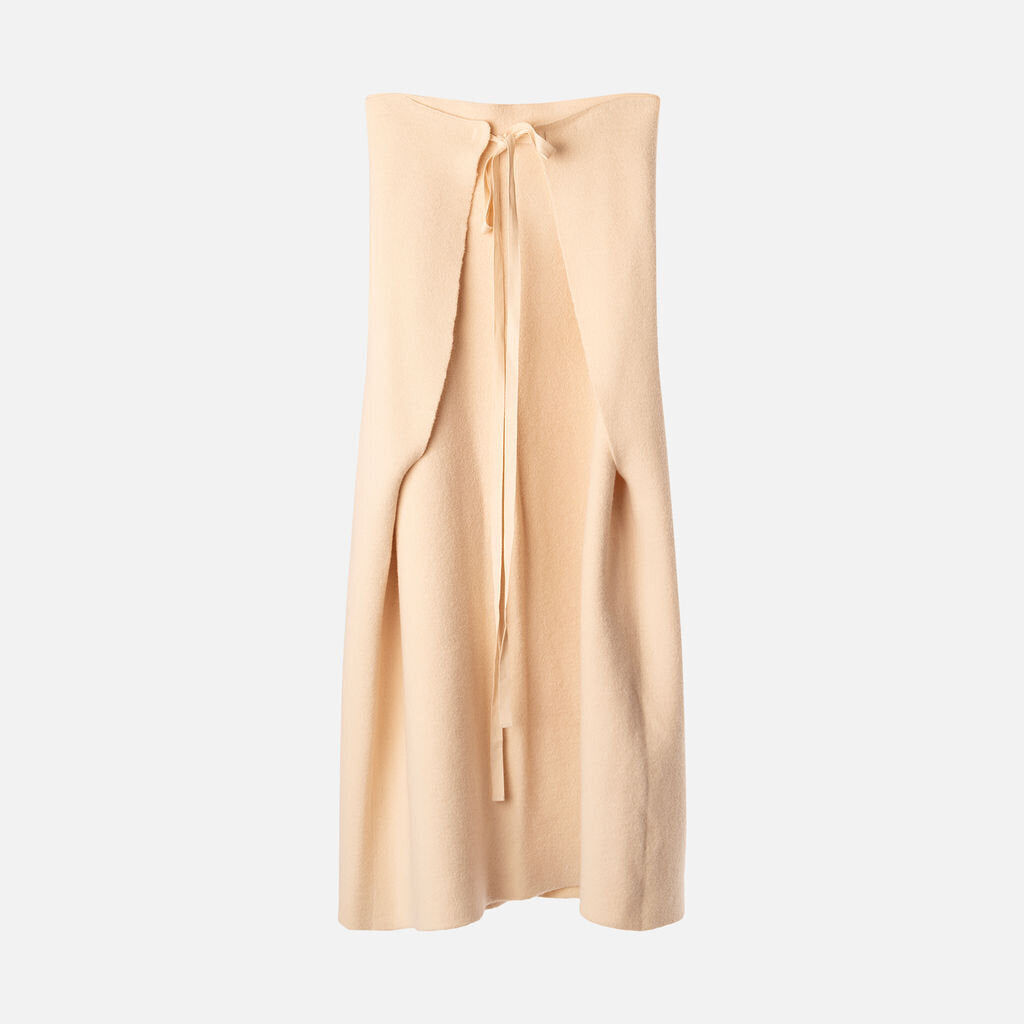 Jil Sander Cream Wool Tie Skirt