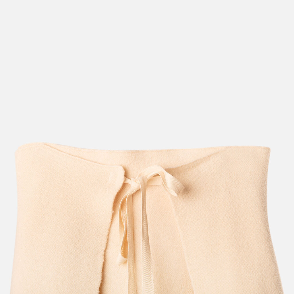 Jil Sander Cream Wool Tie Skirt