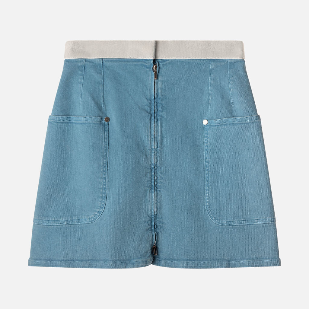 Chanel Blue Denim Velcrow Mini Skirt