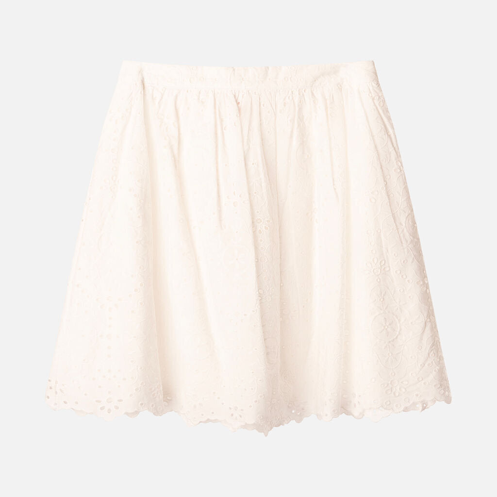 Sezane White Eyelet Viscose Skirt