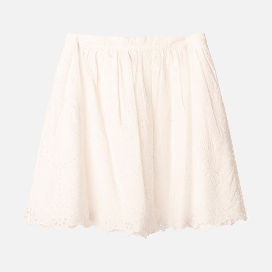Sezane White Eyelet Viscose Skirt