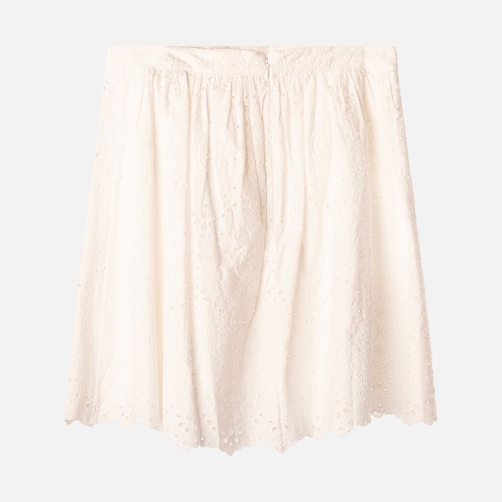 Sezane White Eyelet Viscose Skirt