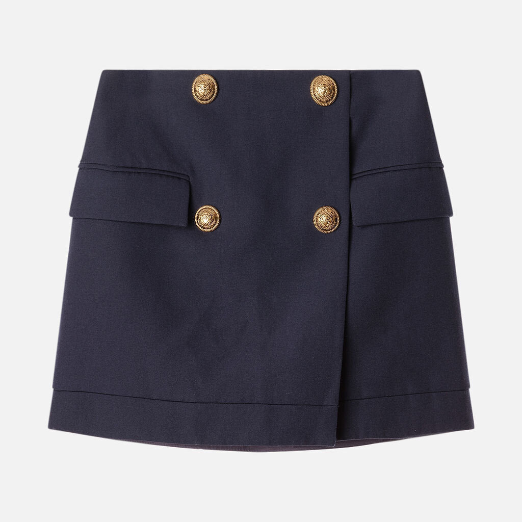 Balmain Navy Wool Mini Skirt