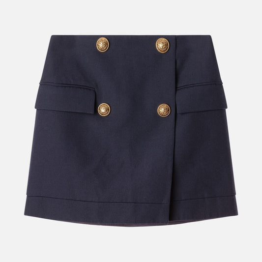 Balmain Navy Wool Mini Skirt