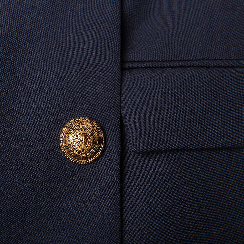 Balmain Navy Wool Mini Skirt