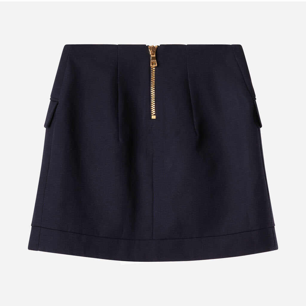 Balmain Navy Wool Mini Skirt