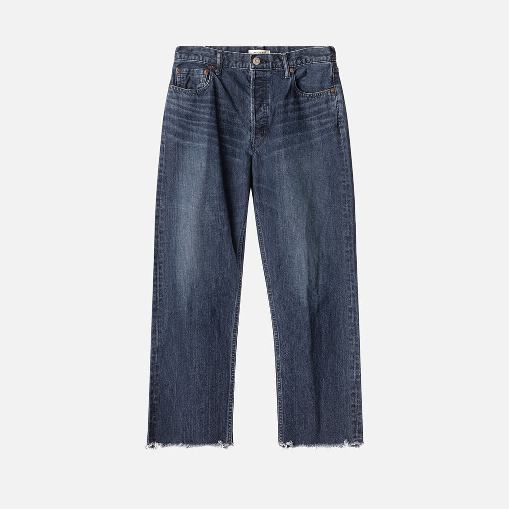 Moussy Vintage Dark Washed Raw Hem Jean