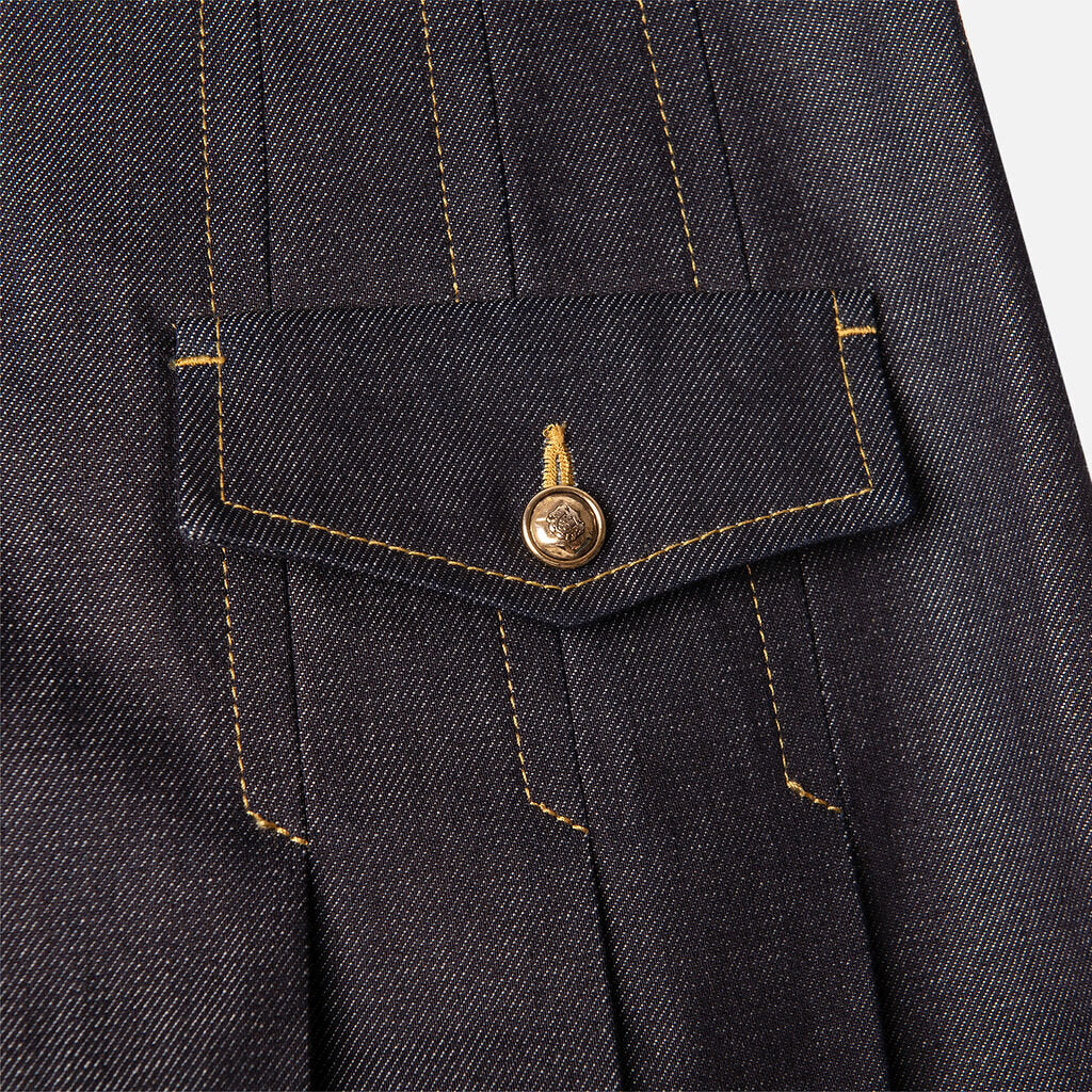 Sandro Dark Wash Denim Two Pocket Pleated Skirt