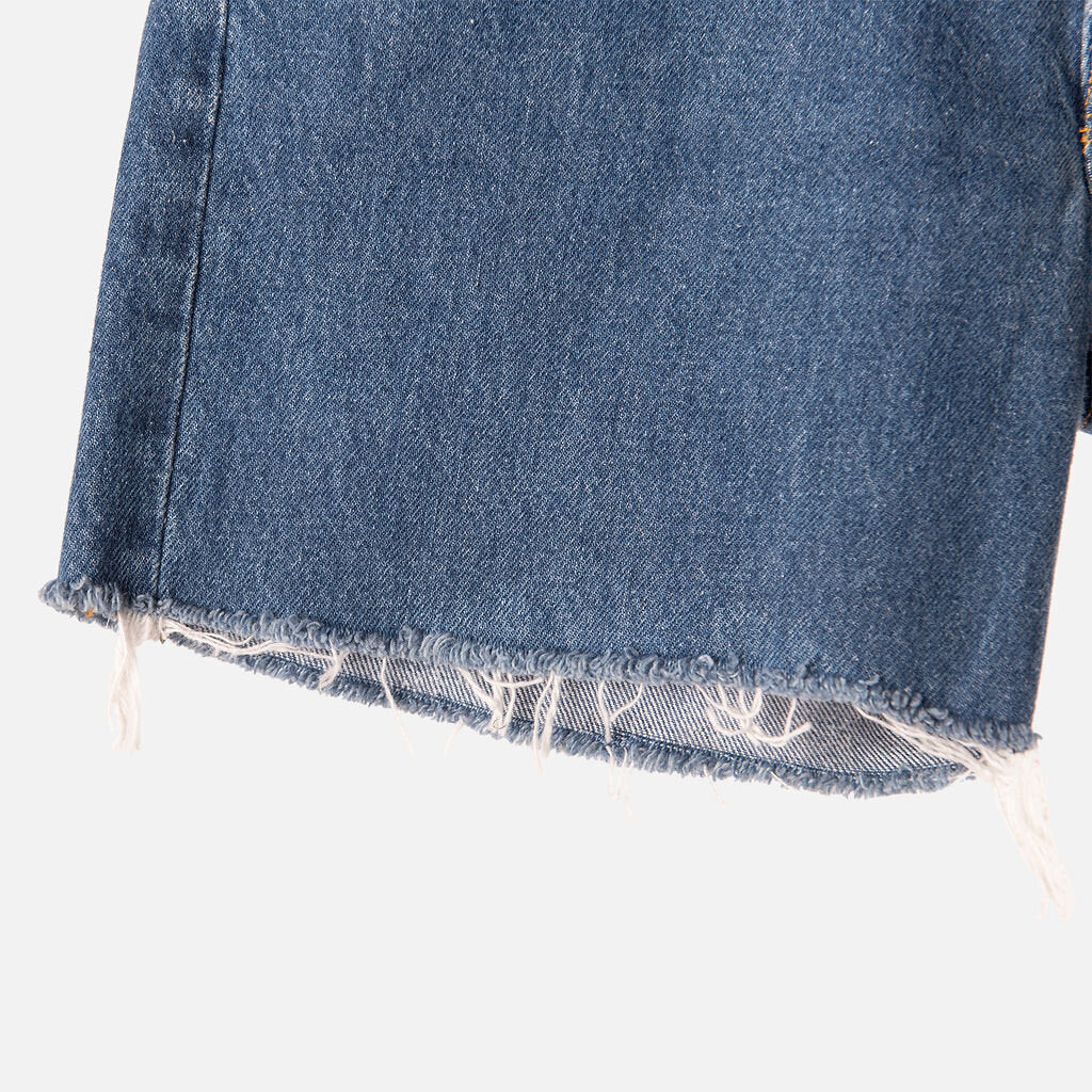 ReDone Levi's Medium Wash Raw Hem Button Up Shorts