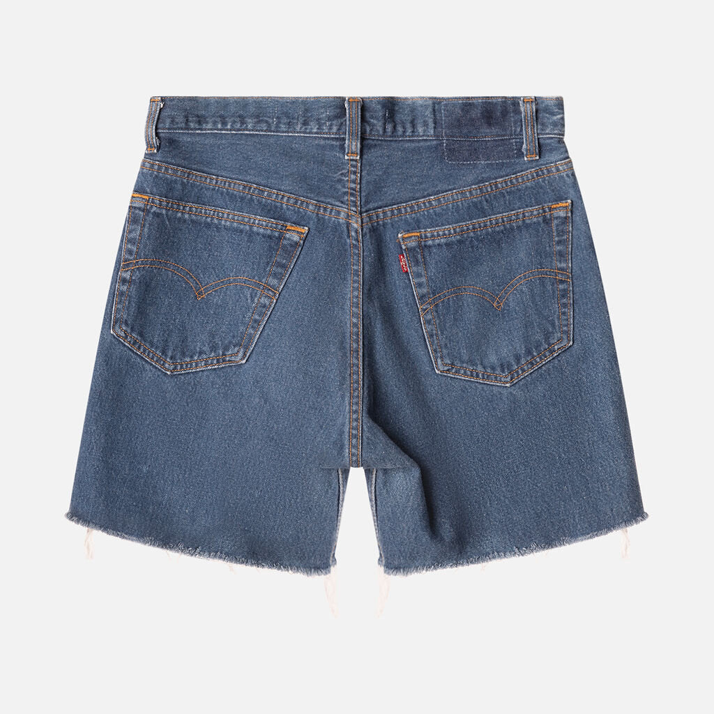 ReDone Levi's Medium Wash Raw Hem Button Up Shorts
