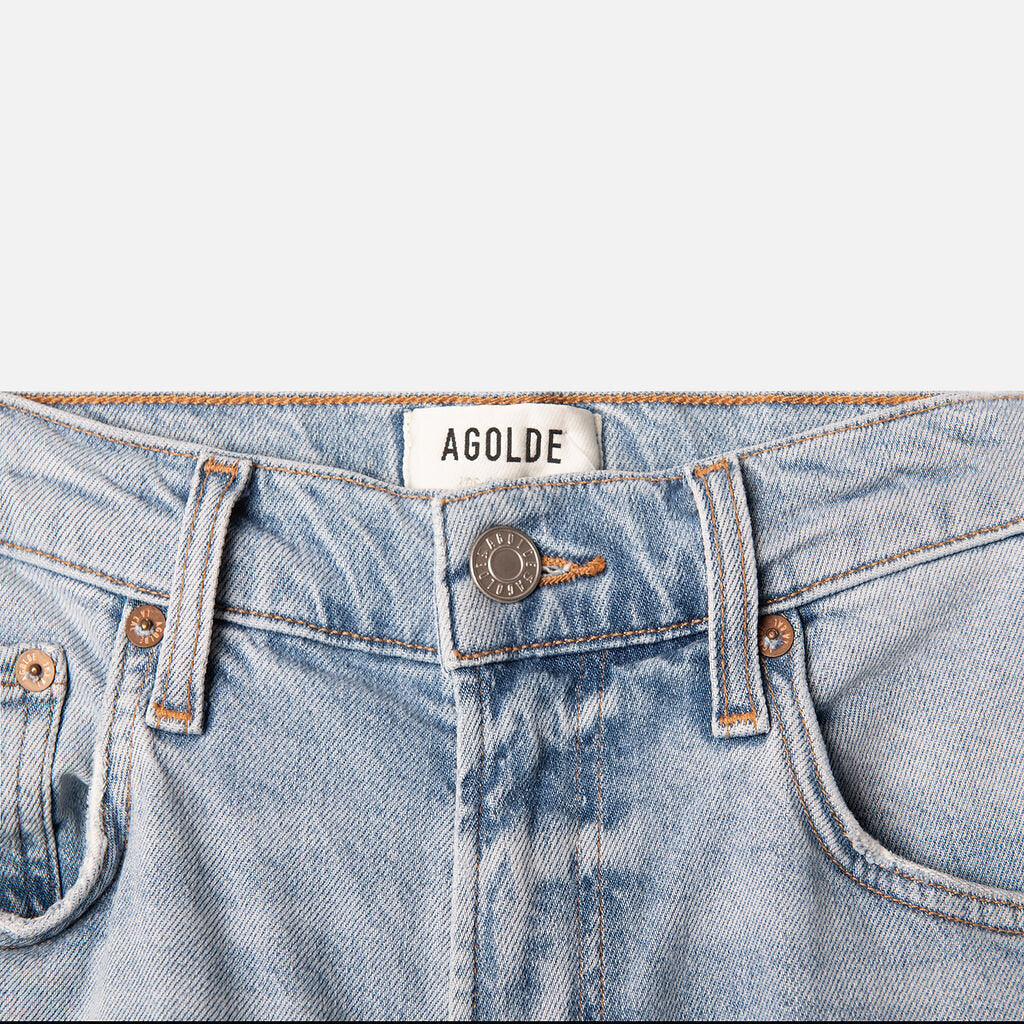 Agolde Light Wash Mid Rise Straight Jeans
