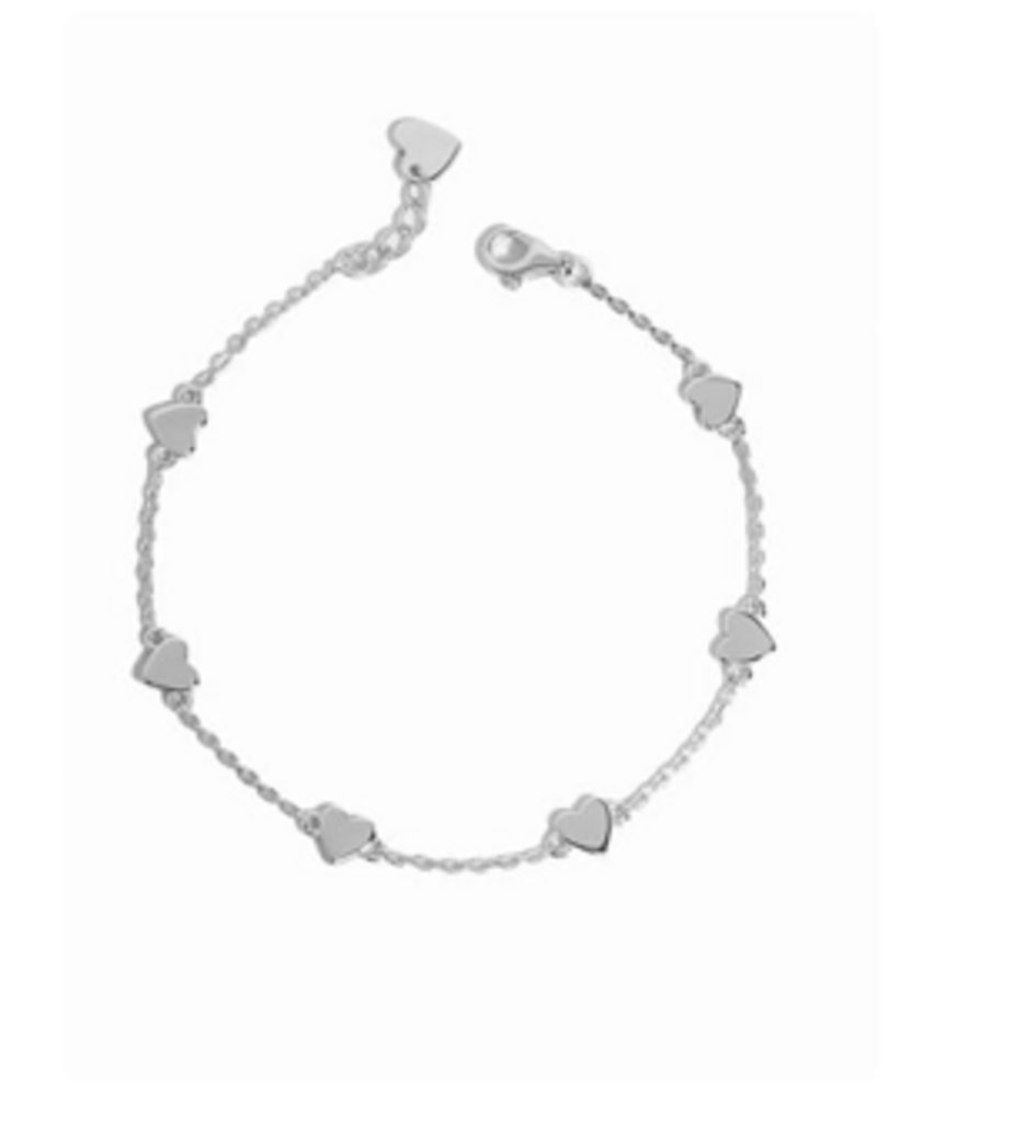 HEART CHARM BRACELET WG 6.75'