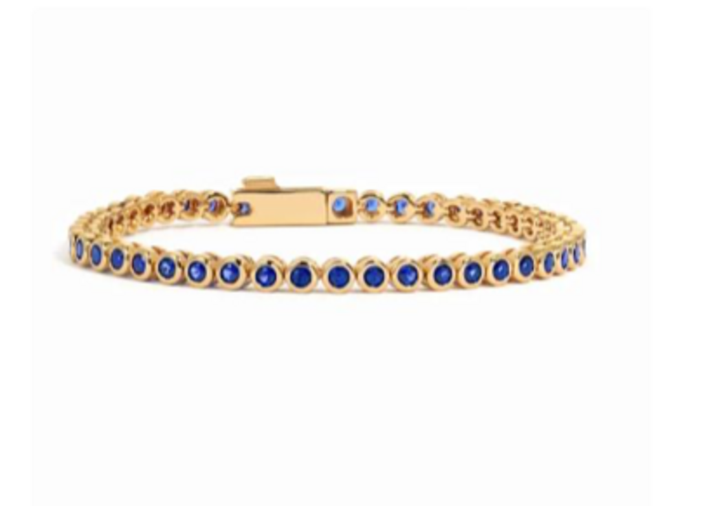SAPPHIRE BEZEL TENNIS BRACELET YG 6.75'