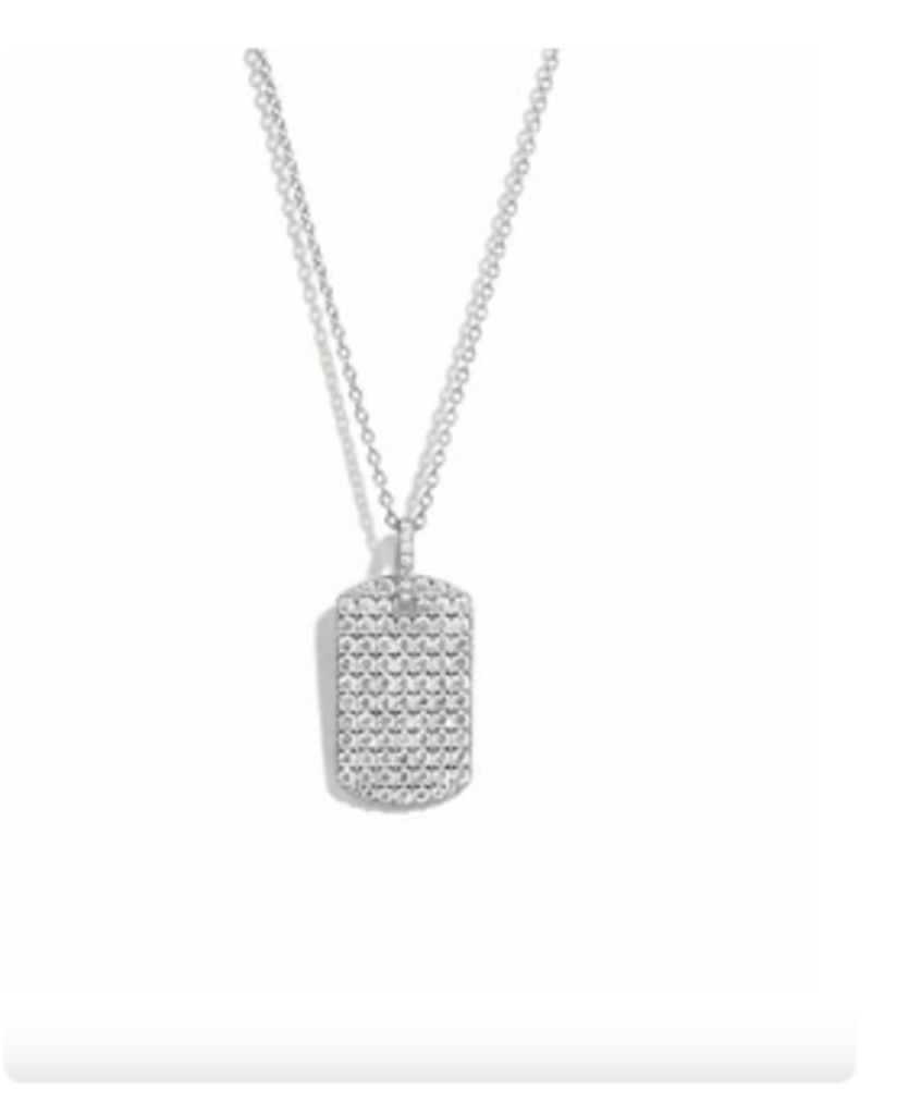 PAVÉ DOG TAG NECKLACE WG