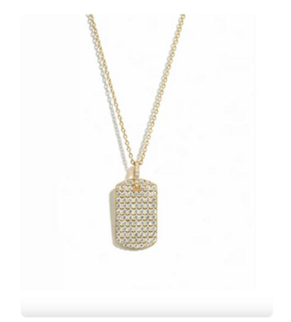 PAVÉ DOG TAG NECKLACE YG