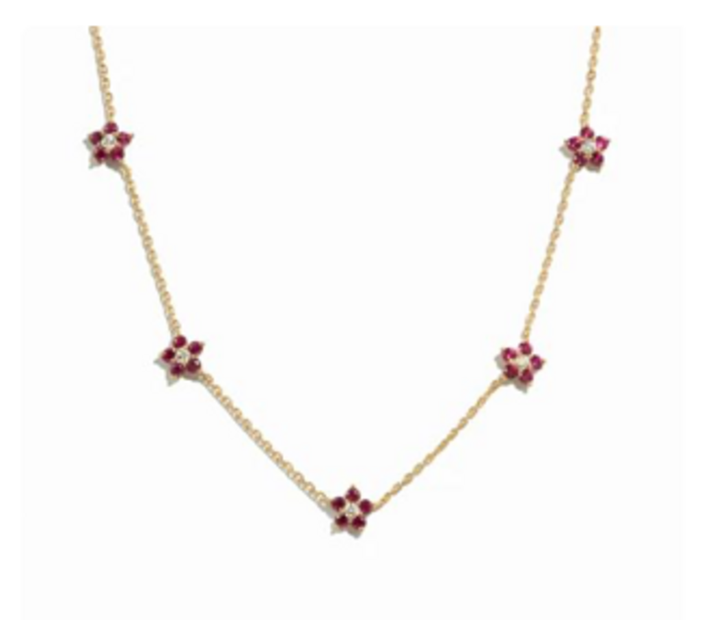 RUBY FLOWER NECKLACE YG