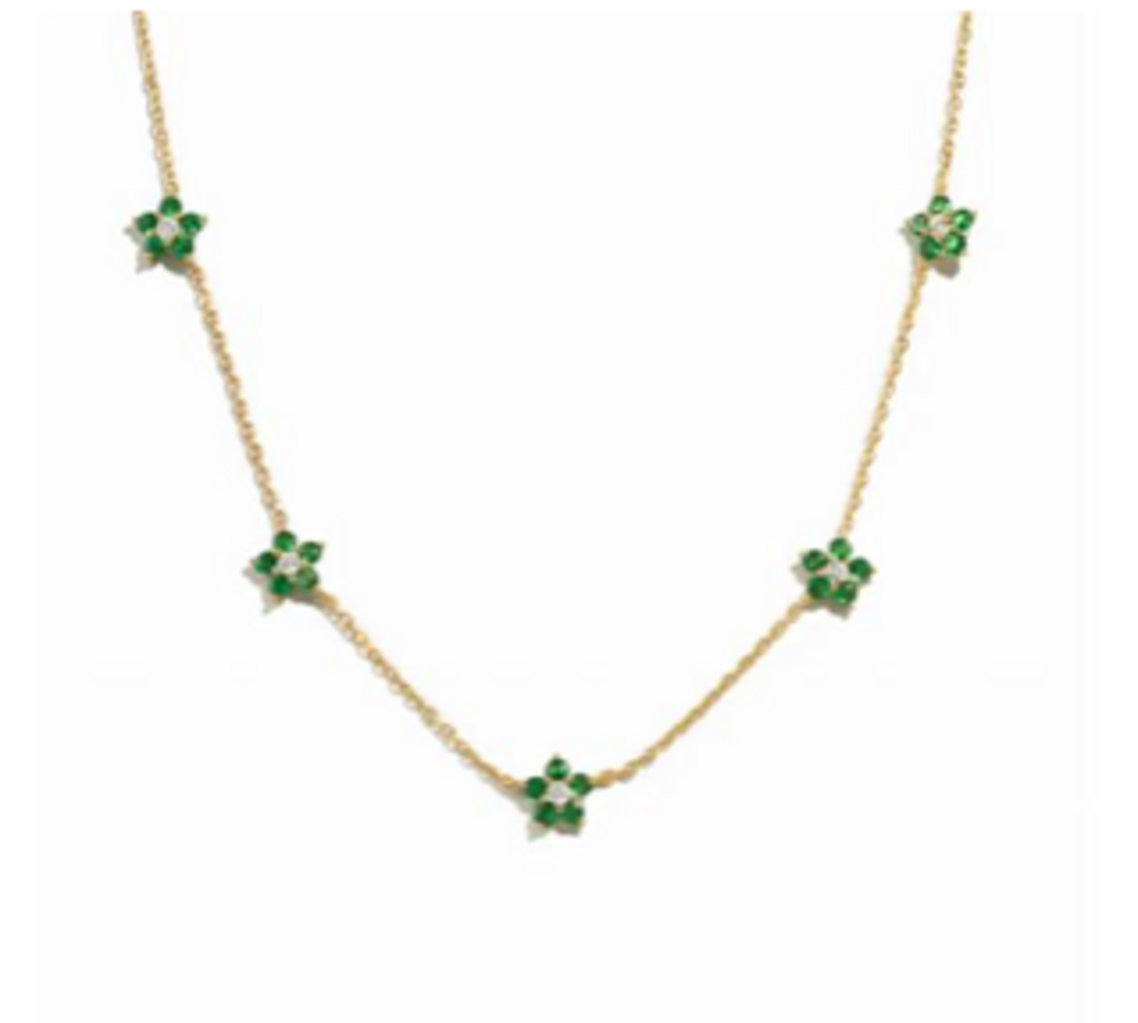EMERALD FLOWER NECKLACE YG